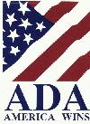 American Flag Pattern with text below-ADA AmericaWins